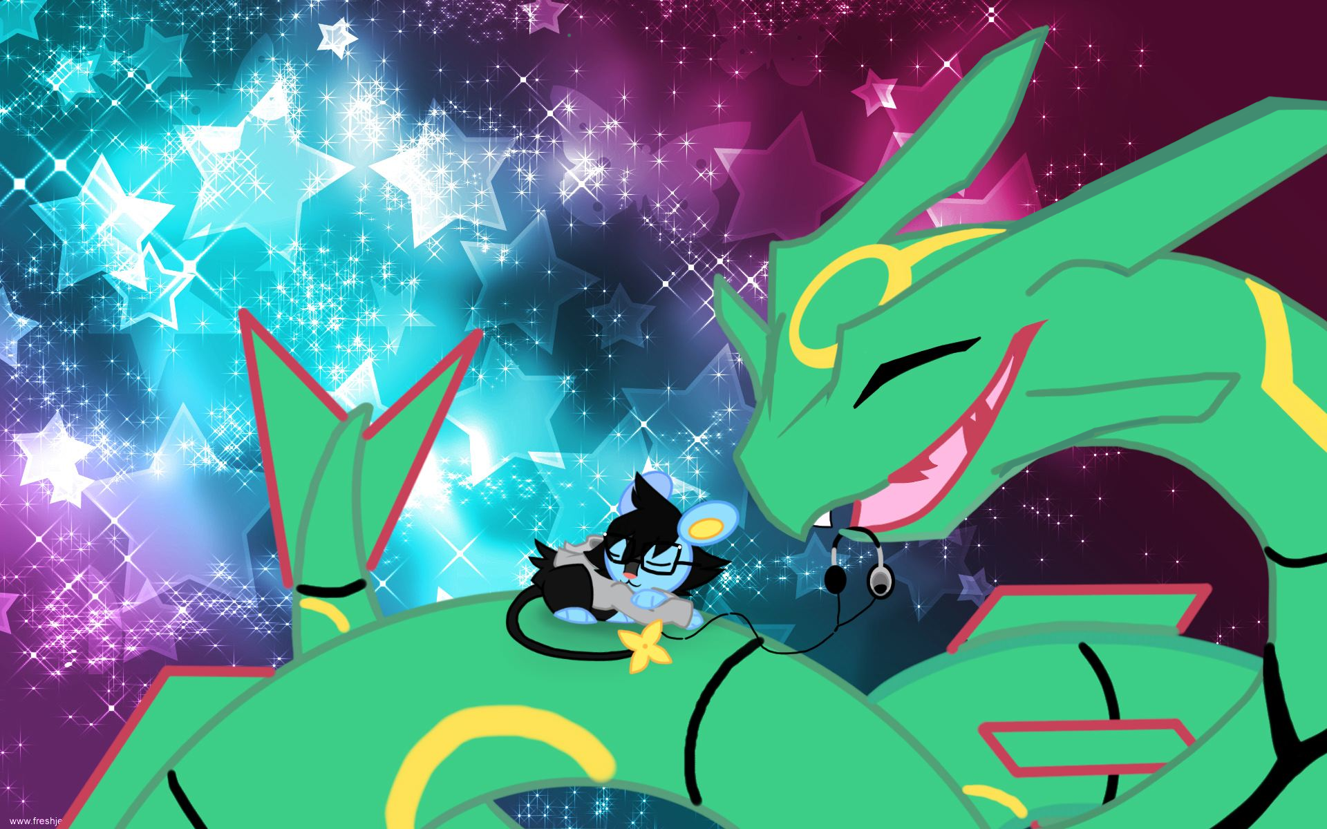 Rayquaza and Luxio