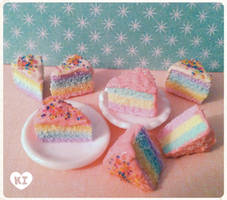 Pastel Rainbow Mini Cake Slices