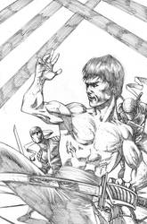 Bruce Lee Vs Ninjas PENCILS-Commission