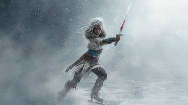 Ciri on the Lake at the Tower of Swallow