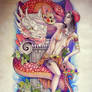 Tattoo design - Pin - up girl and dragon