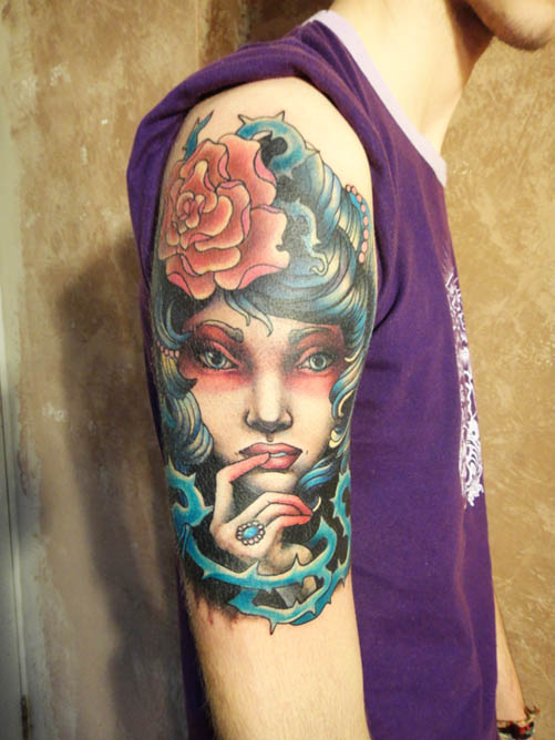 Tattoo - Girl with blue hair