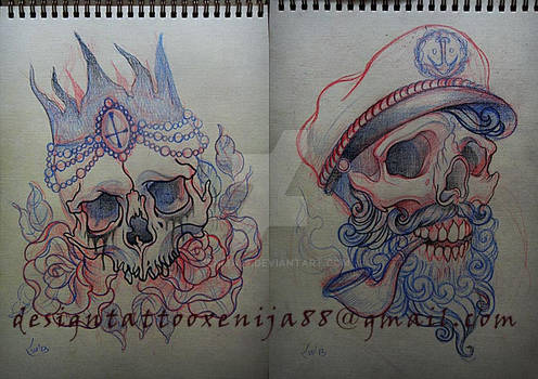 Skulls sketchs for tattoo