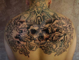 Tattoo - Skull and Wolves
