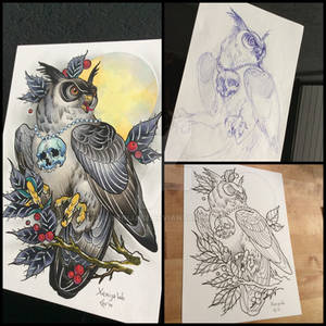 Tattoodesign - Owl with moon