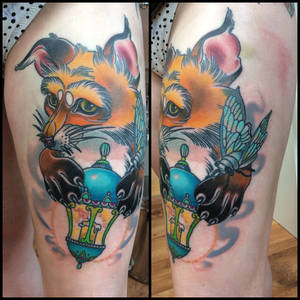 Tattoo Fox and flashlight