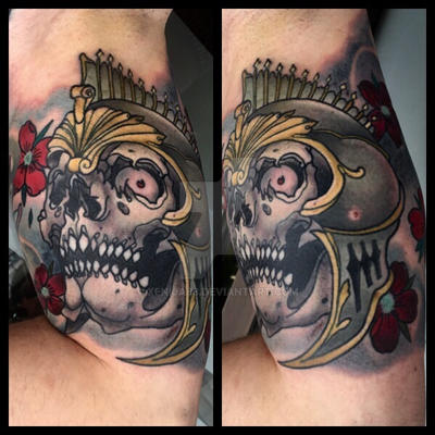 Tattoo skull in Helmet 