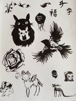 Pentel brush pen doodles