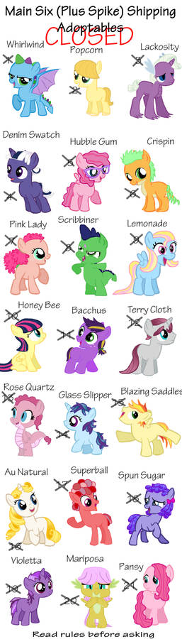 Mane 6 plus Spike Shipping Adoptables (CLOSED)