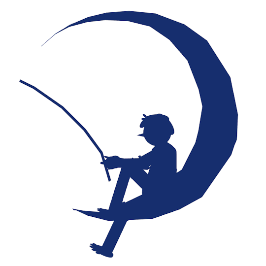 boy with fishing pole on moon logo - Sticker Graphic Kid fishing in the moon