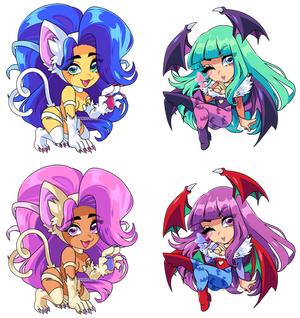 Darkstalkers: Morrigan and Felicia Chibis