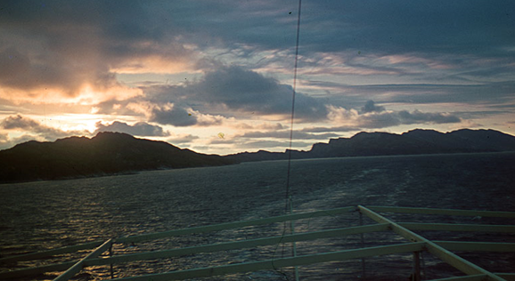 Colour sunset from stern of Robert Ley