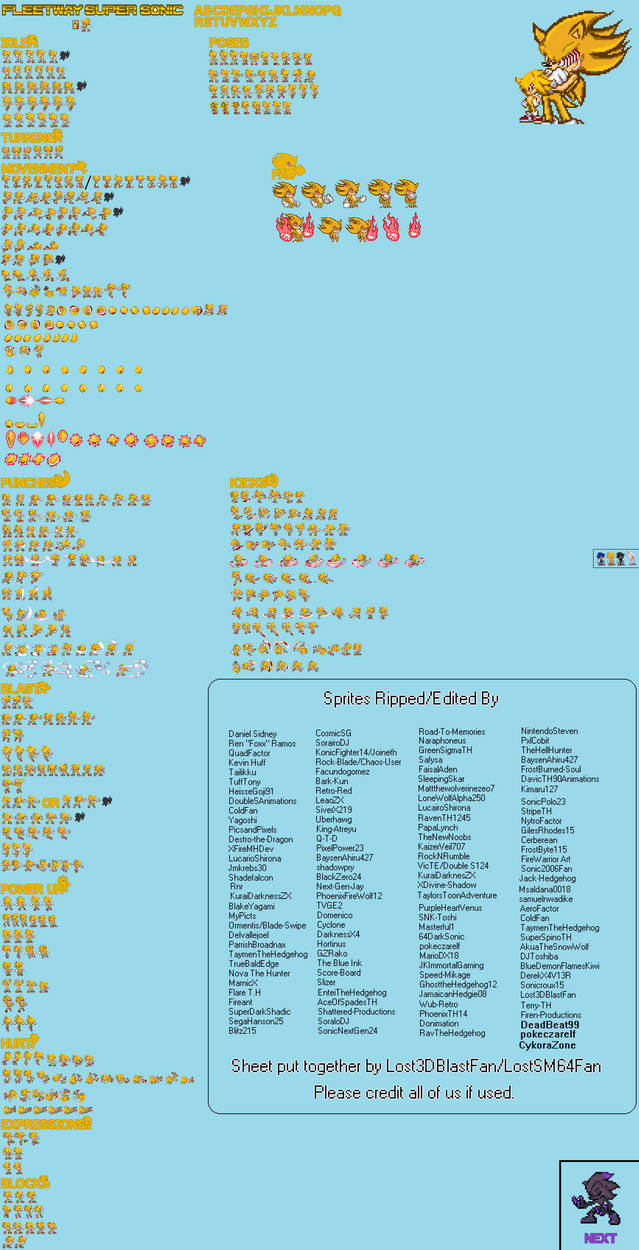 Fleetway Sonic Sprite Sheet by Xyang123456 on DeviantArt
