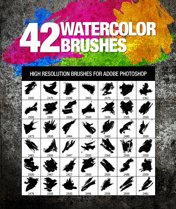 42 Watercolor Brushes