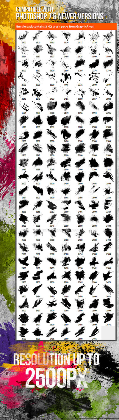 153 Watercolor Paint, Splatter Photoshop Brushes