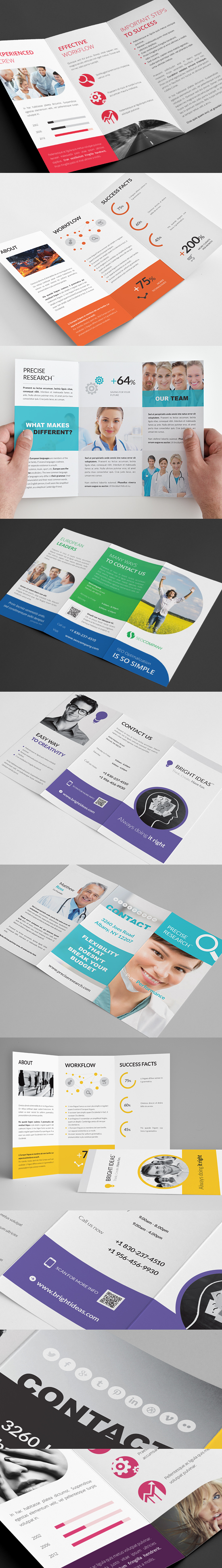 Clean Minimal Corporate Trifold Templates Bundle