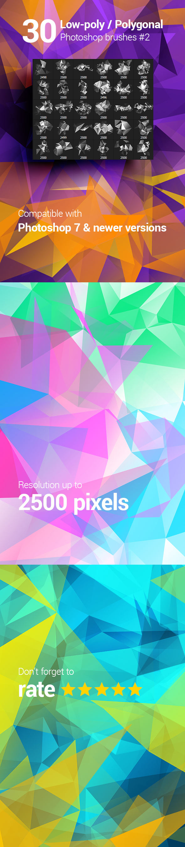 30 Low-Poly / Polygonal Photoshop Brushes #2