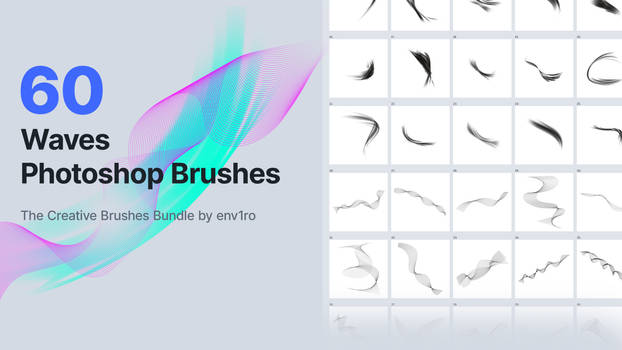 60 Smooth and Linear Waves Photoshop Brushes