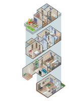 four story home isometric