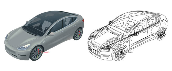 Tesla Model 3 vector illustration