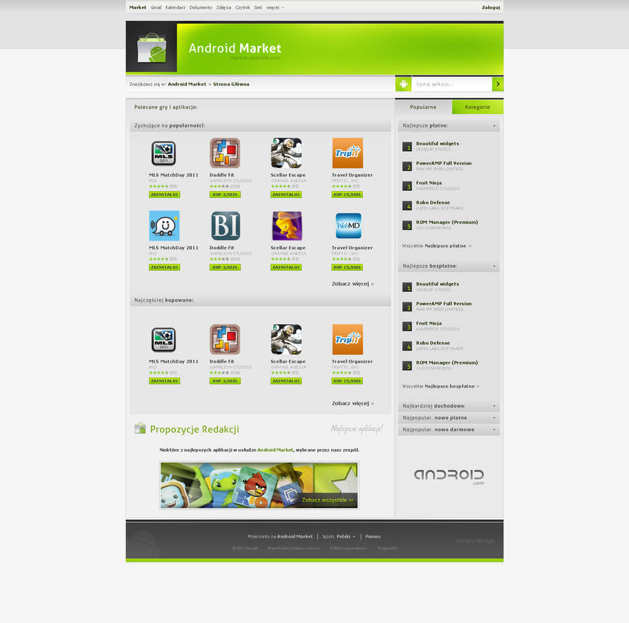 Android Market Website Android Market redesign by Terrqge on DeviantArt