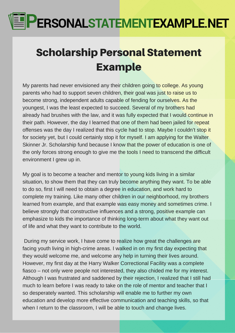 sample personal statements for college scholarships