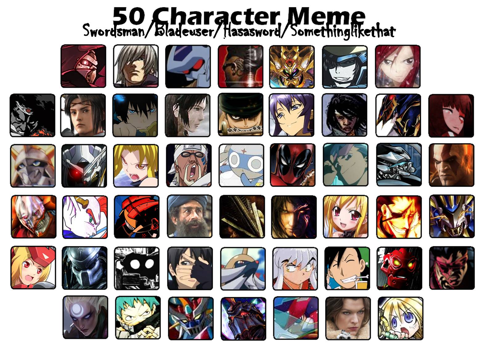 50 Swordsman Character Meme