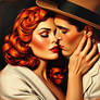 1940S ATTRACTIVE noir PORTRAIT - painting realis