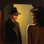 NOIR REALISTIC PAINTING - AMERICA 1940s - attract