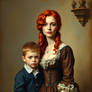 an attractive WOMAN 30s - red hair - a fine dres