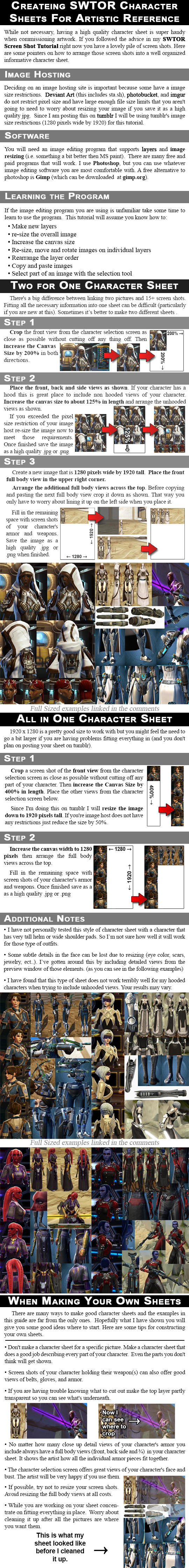 SWTOR Character Sheets For Artistic Reference