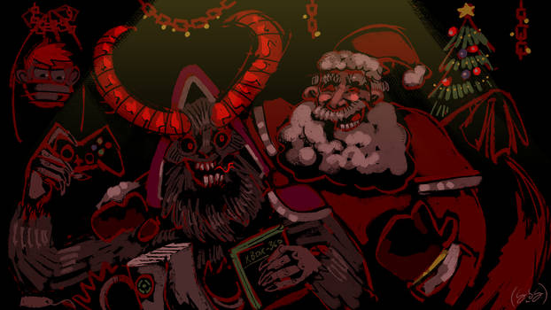 Krampus and Santa Claus
