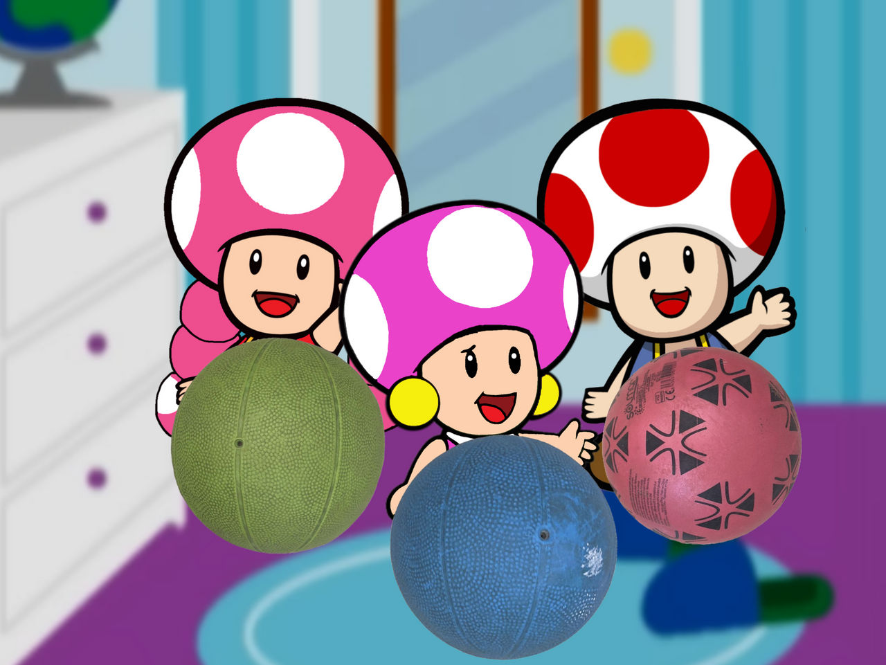 Toadiko Toad, Toadette y Toadiko Sosteniendo Pelotas by Mariomg2k6 on DeviantArt