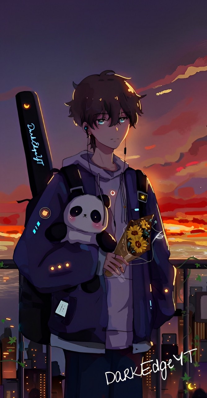 Anime Boy Sunset Portrait, Digital Art by DarkEdgeYT on DeviantArt