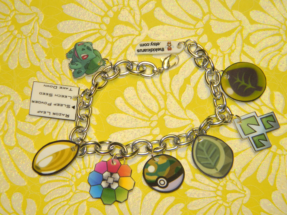 Grass Element Charm Bracelet Custom Pokemon