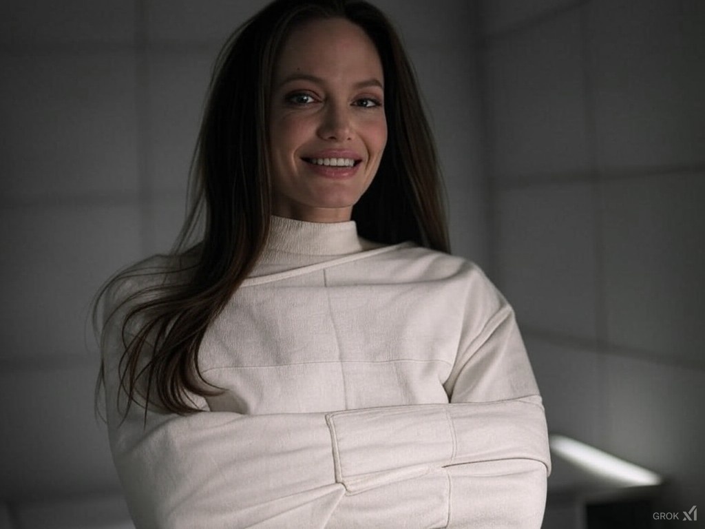 Angelina Jolie straitjacketed by sjacketmg on DeviantArt