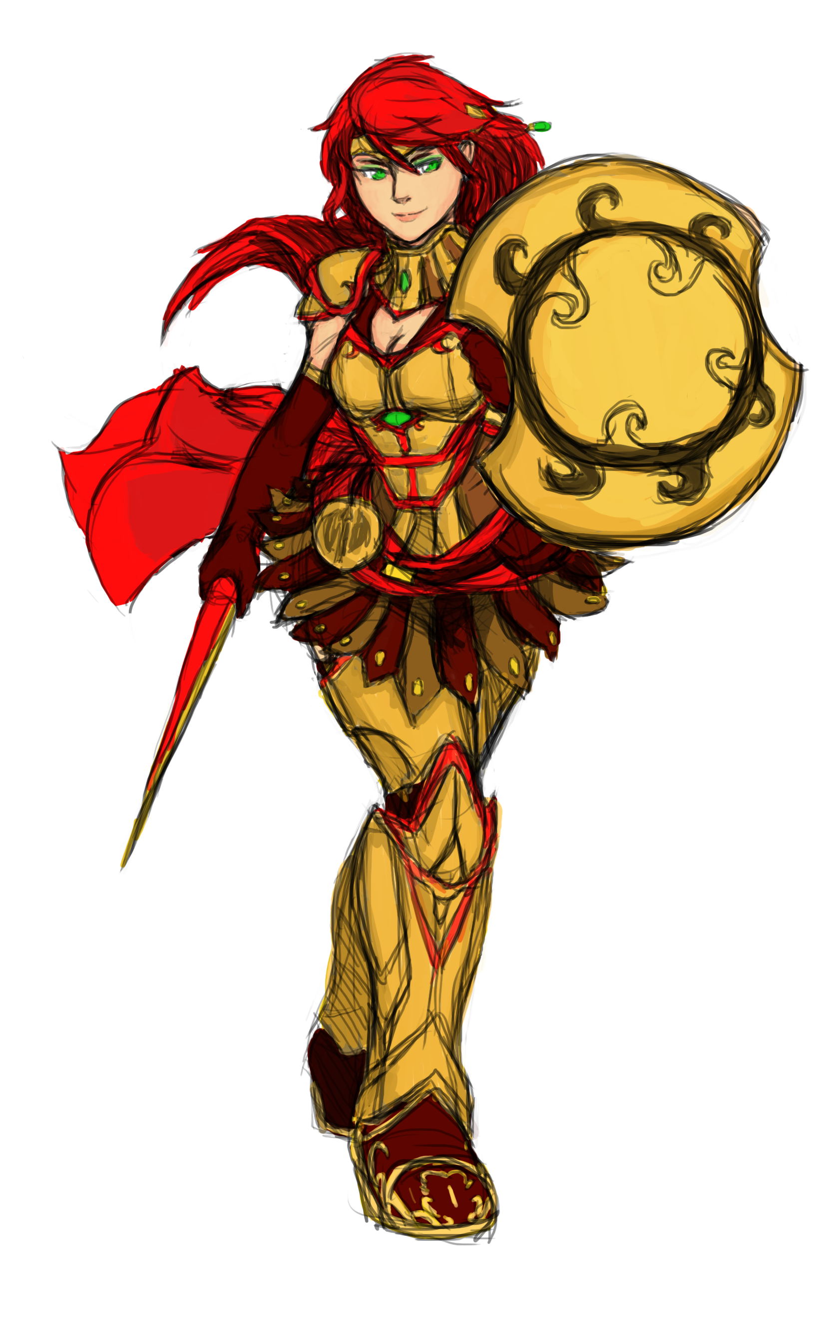 Pyrrha nikos armored sketch colored alt