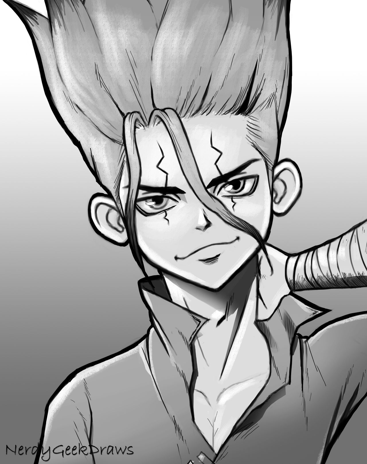 Senku by NerdyGeekDraws on DeviantArt