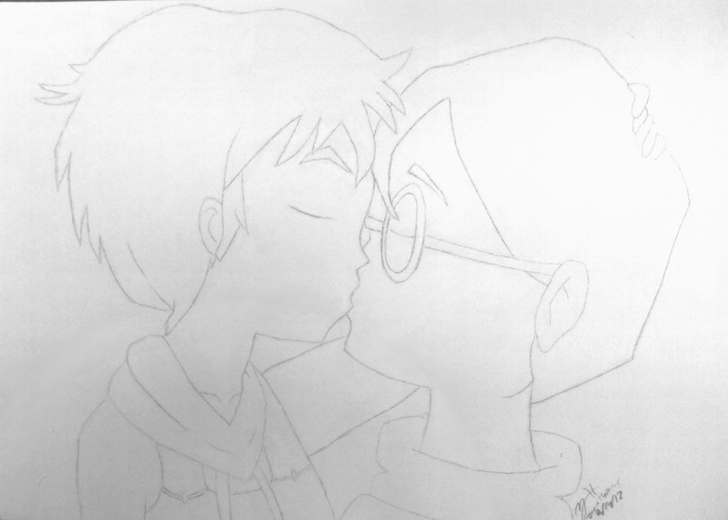 Aelita x Jeremie Passionate Kiss - Line Art