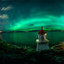 Panorama of northern lights from Trondheim, Norway
