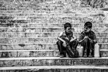 Kids at the stairs