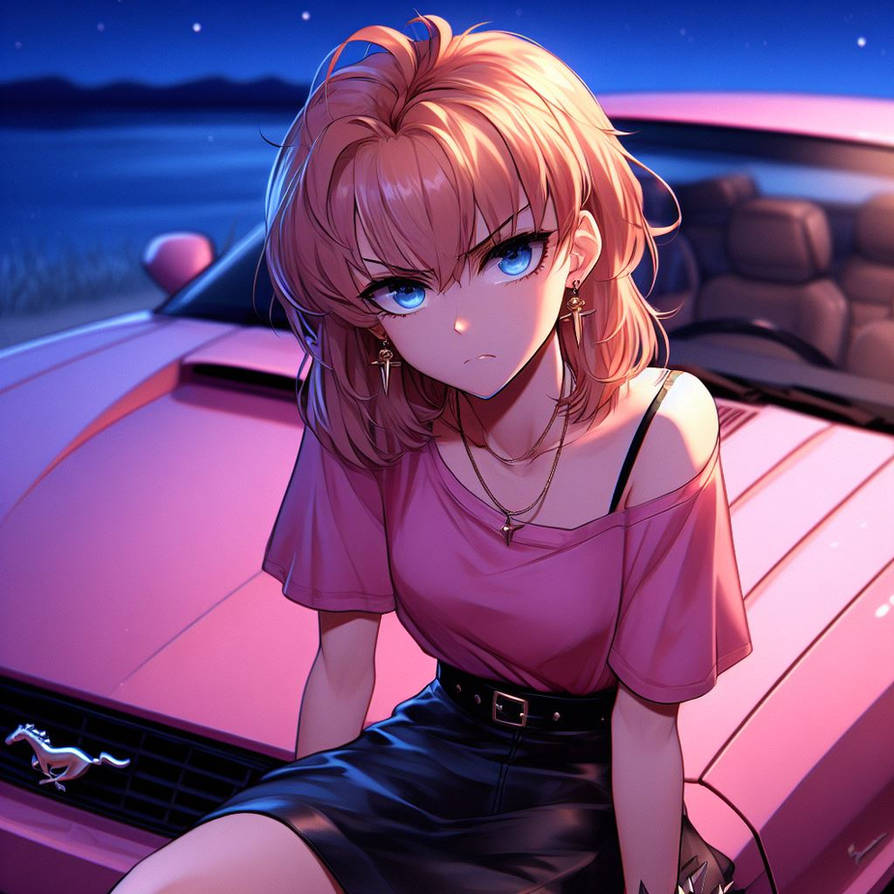 Tina Cutchen sat on 2003 Pink Mustang 07 by ModoJeda on DeviantArt