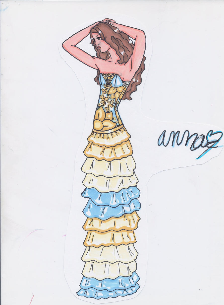 Golden Flower Fashion Sketch 9