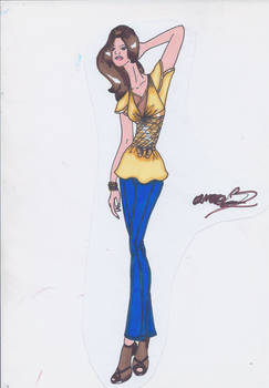 Golden Flower Fashion Sketch 12