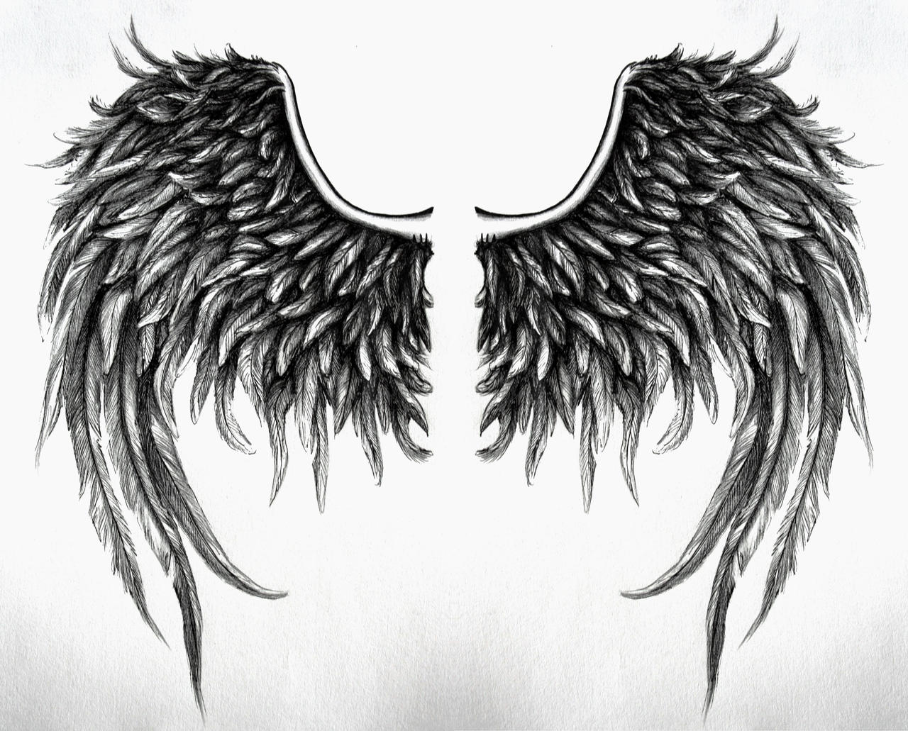 Black Wings Angel Tattoo: Bold & Haunting
