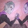 beastboy and raven Arm Wrestling