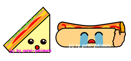 kawaii fastfood - sandwich + hot dog