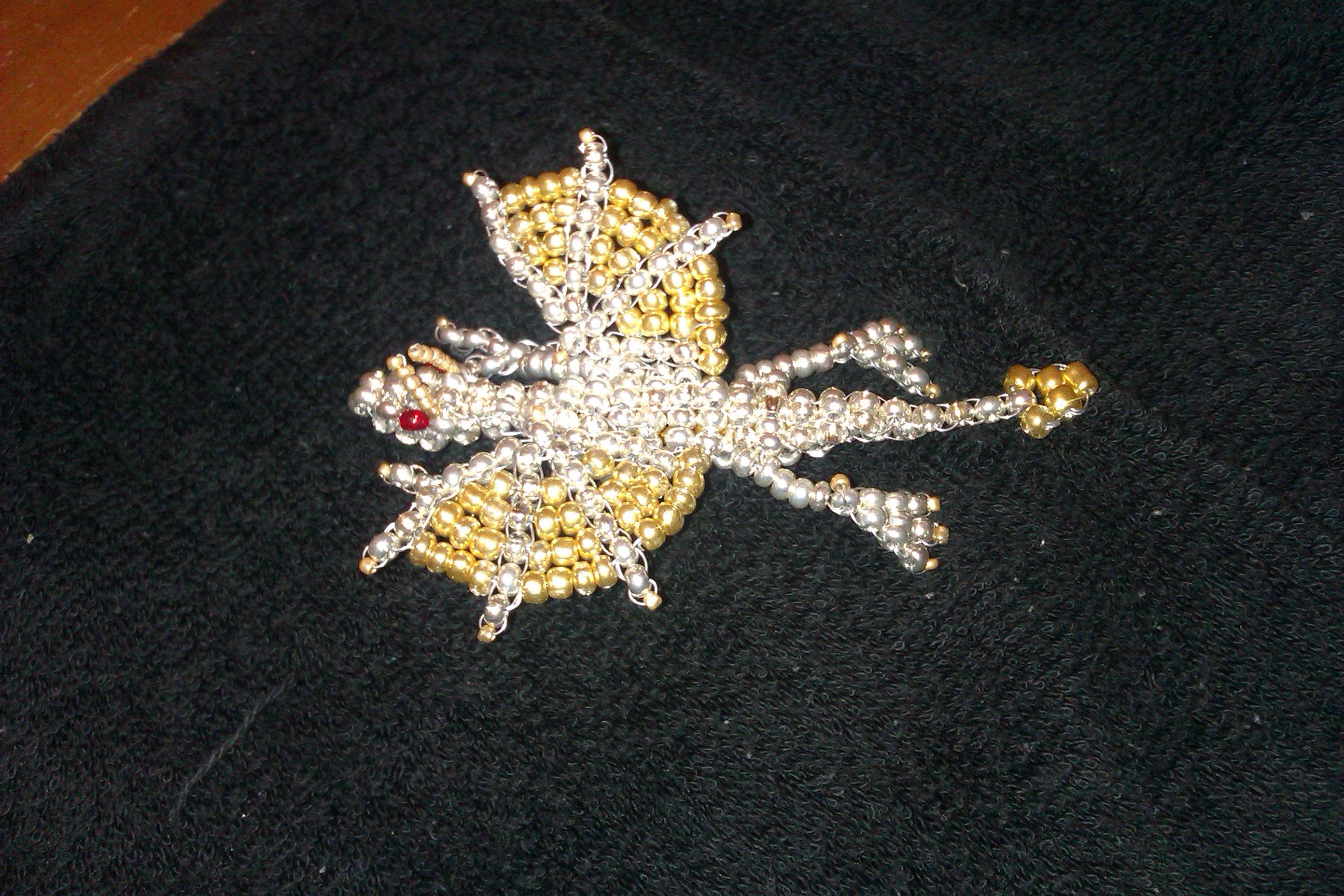 3D Metallic Seed Bead Dragon