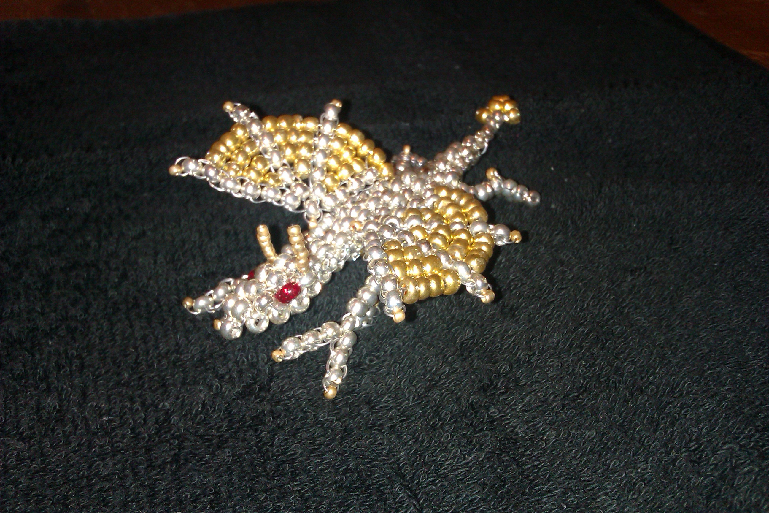 3D Metallic Seed Bead Dragon