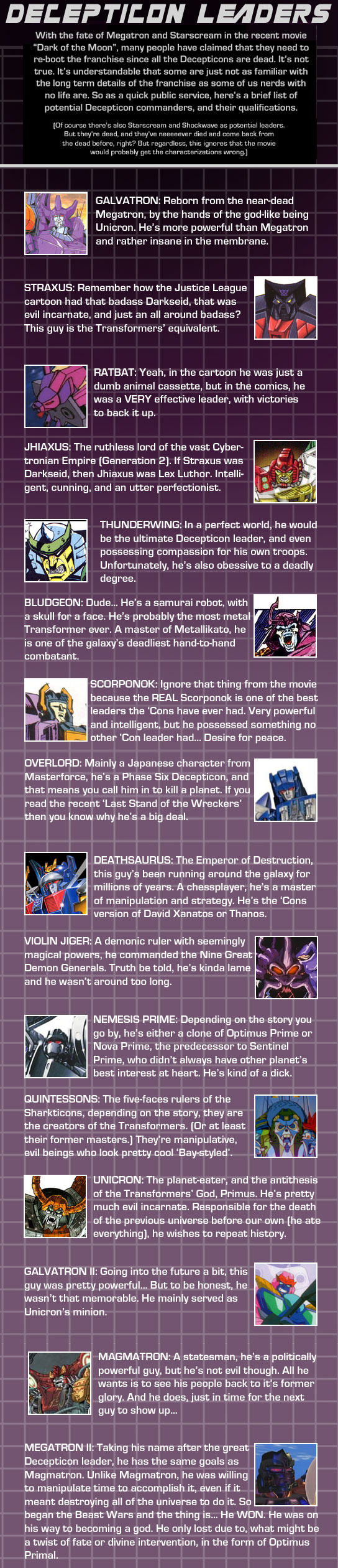 Decepticon Leaders